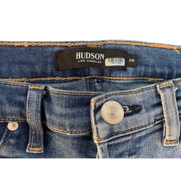 Hudson Women's size 26 Holly Straight Two Tone Waist Band Button Fly Jeans - Picture 5 of 10